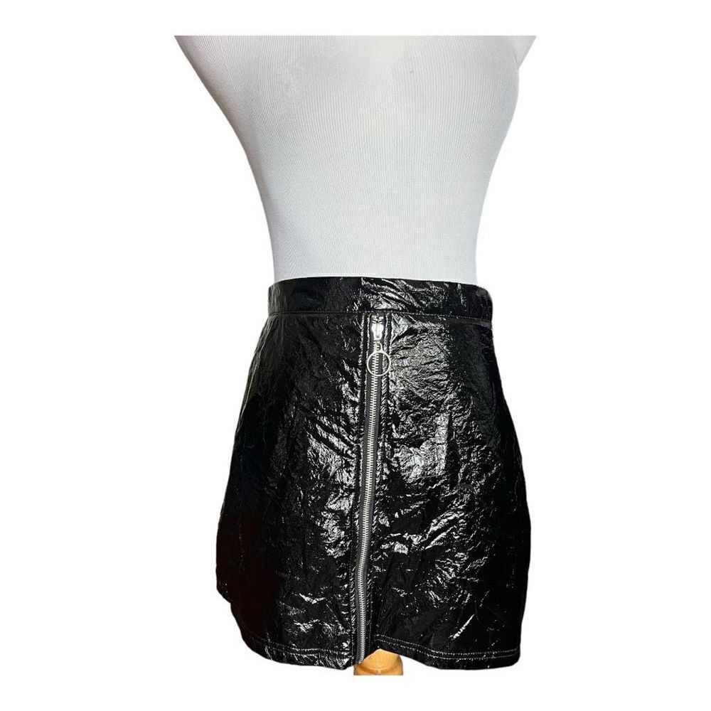 Brand New Womens Rue 21 Moto Zipper Detail Leather Look Motorcycle Skirt - Sz M
